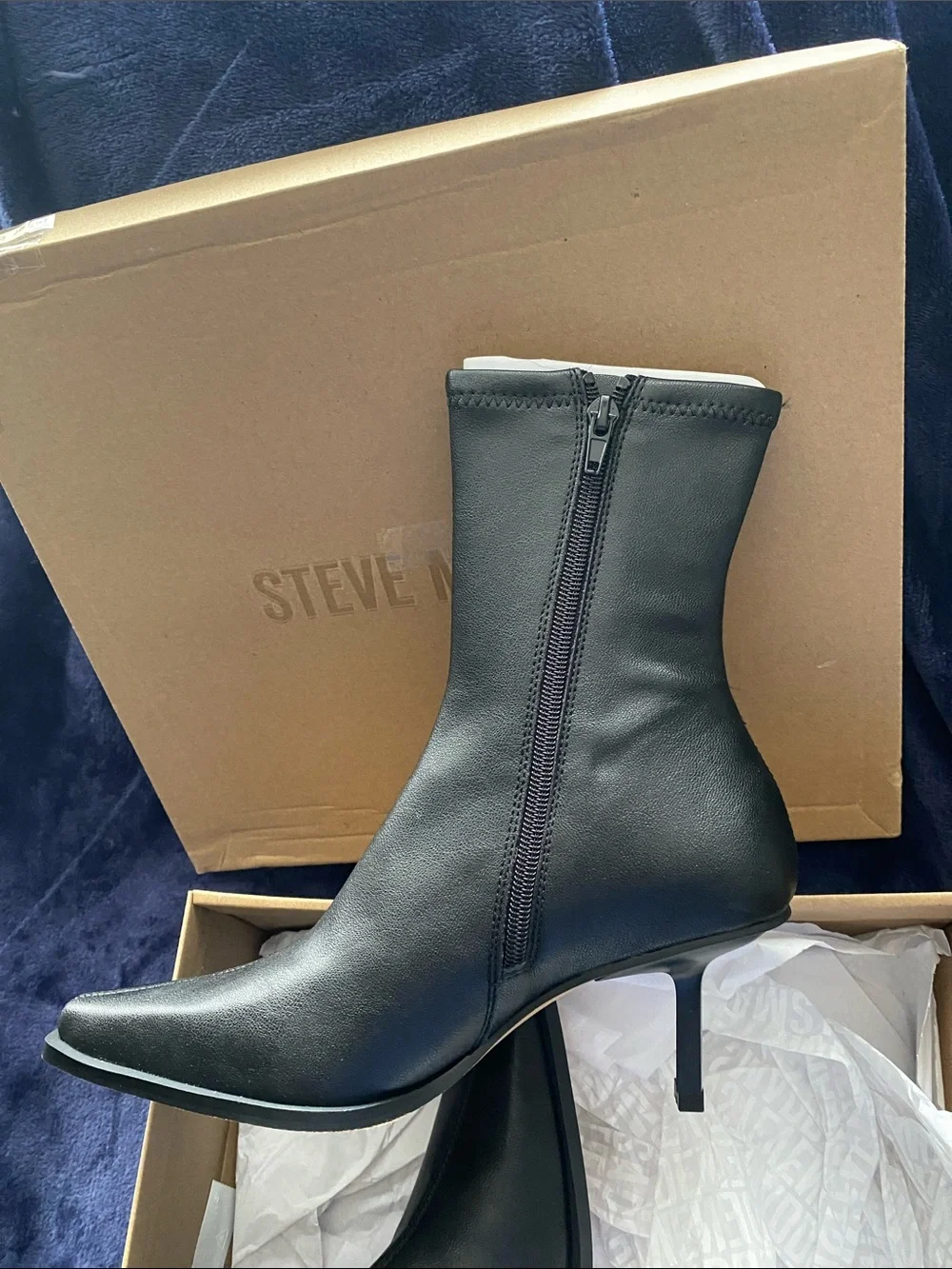 Steve Madden Black Pointed Toe Stiletto Ankle Boots